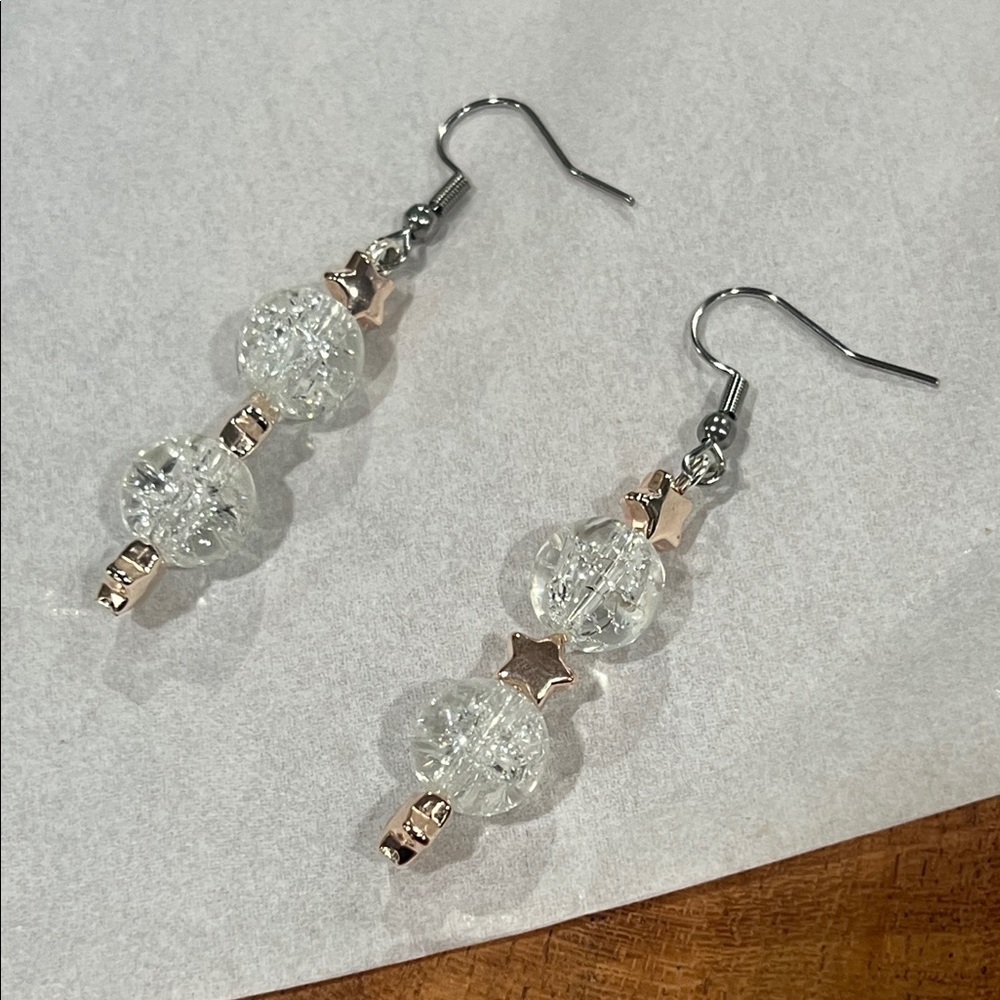 Chic Silver and Gold Star Drop Earrings